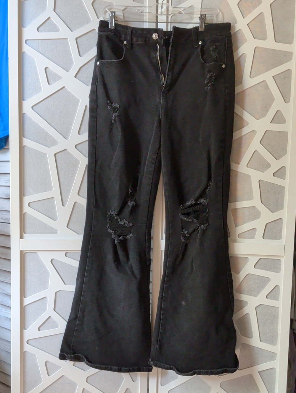 Almost Famous Black Distressed Wide Leg Jeans